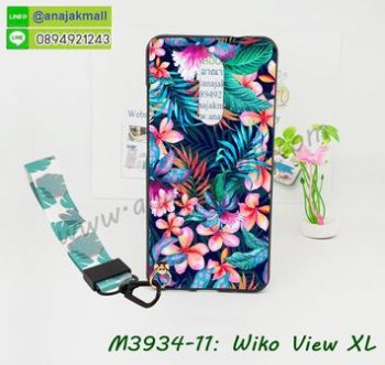 M3934-11 เคสยาง Wiko View XL ลาย Leaf V01 พร้อมสายคล้องมือ