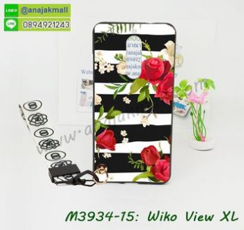 M3934-15 เคสยาง Wiko View XL ลาย Flower V03 พร้อมสายคล้องมือ