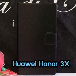 M1047-03 เคสฝาพับ Huawei Honor 3X สีดำ
