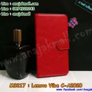 M3217-01 เคสฝาพับไดอารี่ True Lenovo 4G Vibe C สีแดงเข้ม