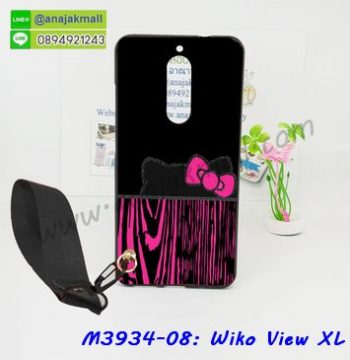 M3934-08 เคสยาง Wiko View XL ลาย CiCat พร้อมสายคล้องมือ