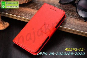 M5242-02 เคสหนังฝาพับ OPPO A5 2020 / A9 2020 สีแดง