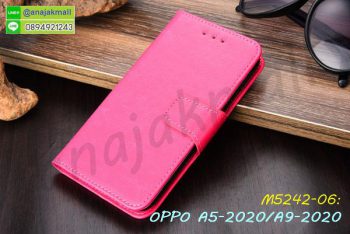 M5242-06 เคสหนังฝาพับ OPPO A5 2020 / A9 2020 สีชมพูเข้ม