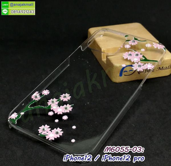 M6055-03 เคส iphone12 iphone12pro แต่งคริสตัล Flower03 กรอบพลาสติก i12 i12pro