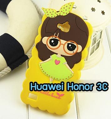 M754-02 เคสซิลิโคน Huawei Honor 3C หญิงชุดเขียว