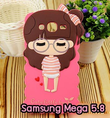 M787-02 เคสซิลิโคนหญิงสาว Samsung Mega 5.8 ชุดชมพู