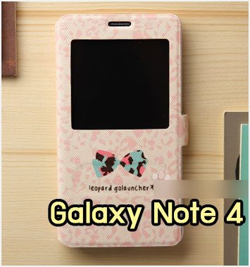 M993-07 เคสโชว์เบอร์ Samsung Galaxy Note 4 ลาย Leopard Bow