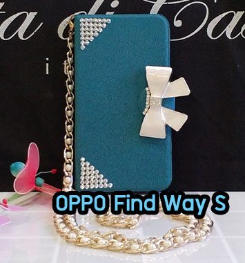 M997-02 เคสฝาพับ OPPO Find Way S สีเขียวฟ้า