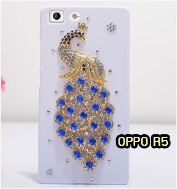 M1154-02 เคสประดับ OPPO R5 ลายนกยูงน้ำเงิน