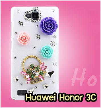 M1143-01 เคสประดับ Huawei Honor 3C ลายดอกไม้หลากสี